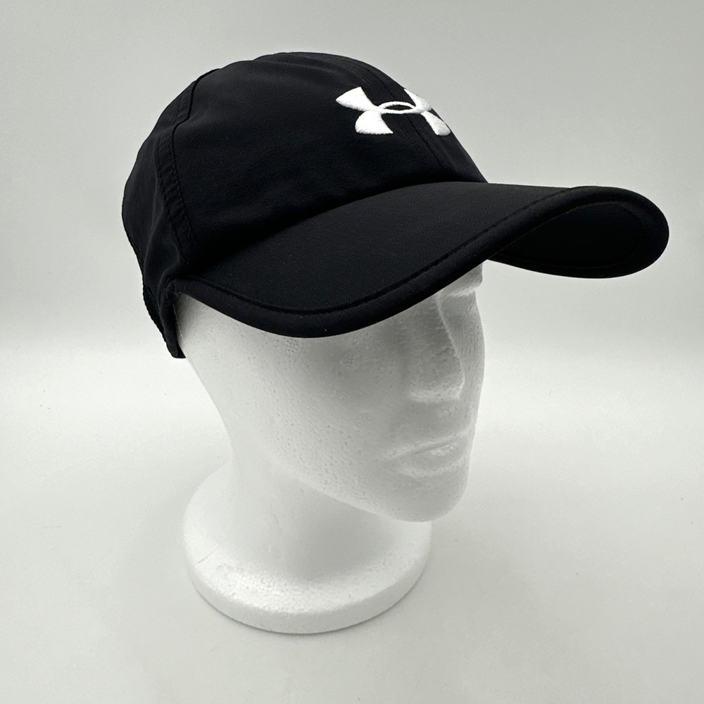 Under Armour Womens Vented Performance Cap Black White Logo Adjustable OSFA